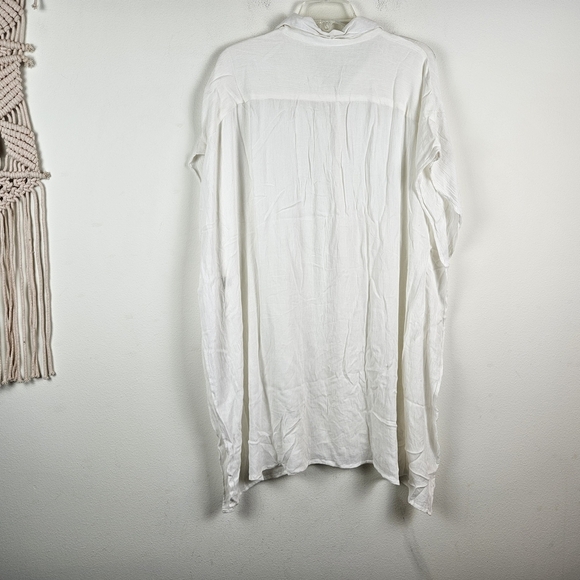 BOHO ME Button Tunic Kimono Top Size M White Oversized  Coverup - Picture 5 of 7